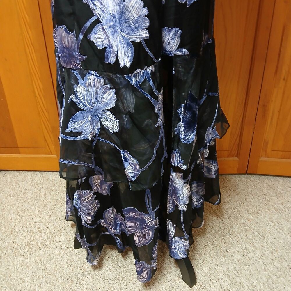 Hutch Genevieve Women's Blue Black Maxi Party Cocktail Wrap Dress Size XS 11492 - Picture 4 of 16